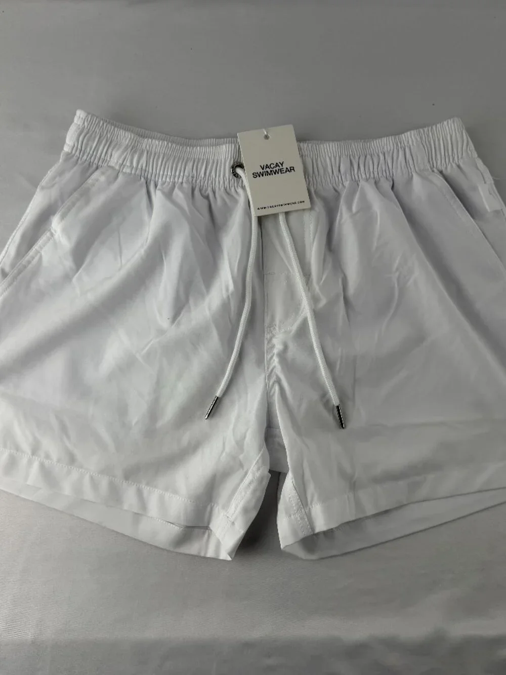Vacay Swimwear Men IOS Stretch Swim Shorts White Size Small New With Tags